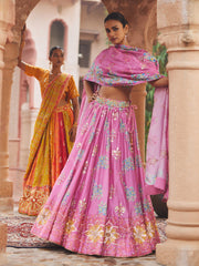 Lavender ,Vasansi Silk ,Printed Lehenga Set , lehenga set 