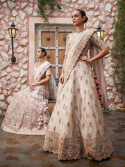 Beige Tissue Bridal Lehenga Set
