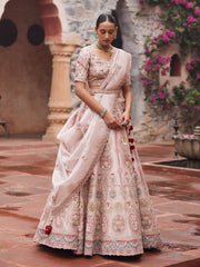 Pink Tissue Bridal Lehenga Set