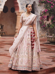 Pink Tissue Bridal Lehenga Set