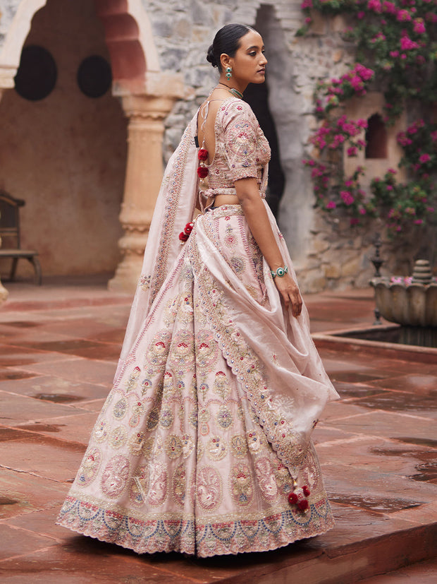 Pink Tissue Bridal Lehenga Set