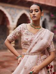 Pink Tissue Bridal Lehenga Set