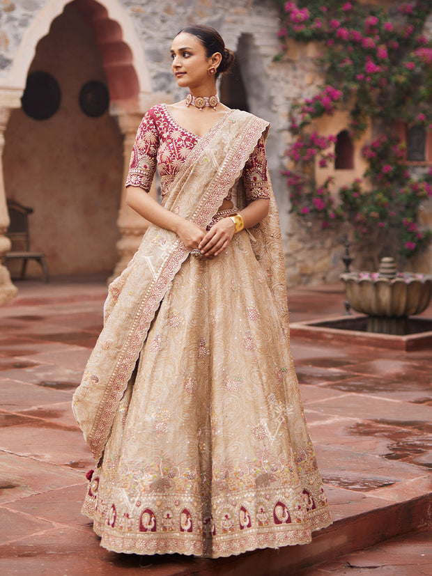 Golden Tissue Bridal Lehenga Set