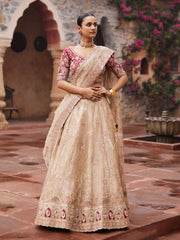 Golden , Tissue  Bridal, Lehenga Set , Bridal lehenga
