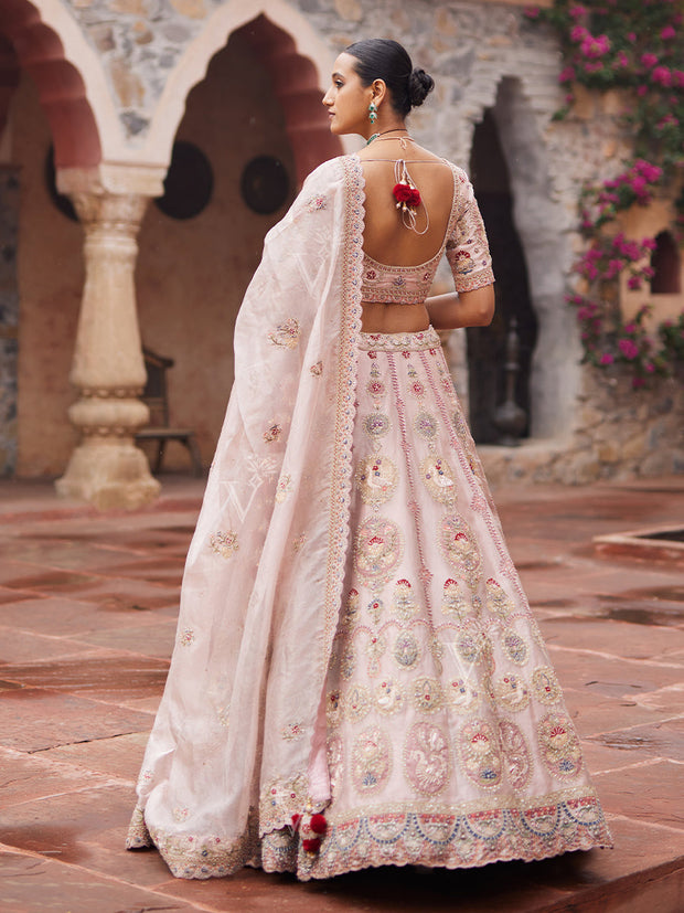 Beige Tissue Bridal Lehenga Set