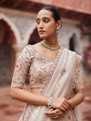 Beige Tissue Bridal Lehenga Set