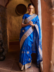Blue Organza Gota Patti Saree