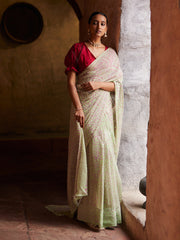 Light Green Georgette Bandhani saree