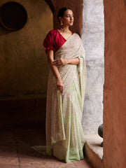 Light Green Georgette Bandhani saree