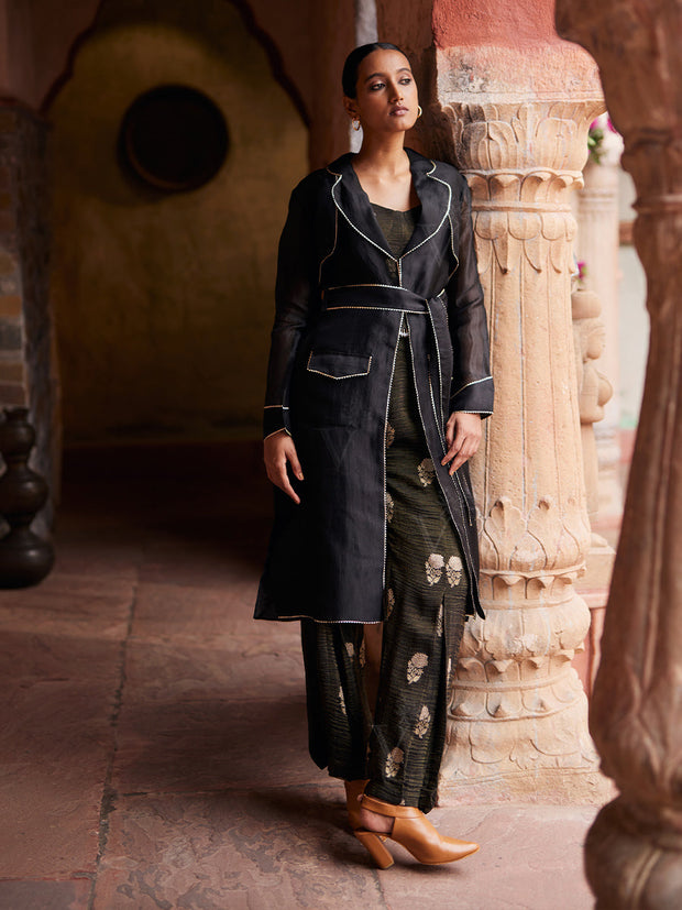 Black Organza Jacket and Pant set