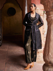 Black Organza Jacket and Pant set