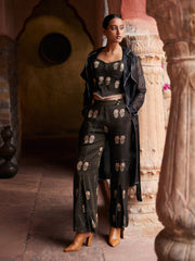 Black Organza Jacket and Pant set