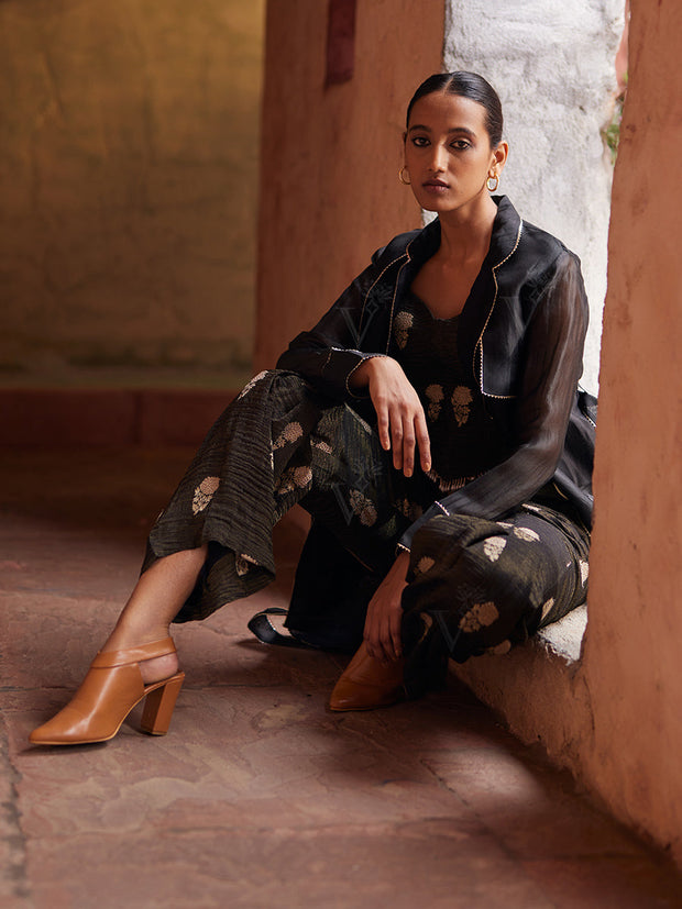 Black Organza Jacket and Pant set