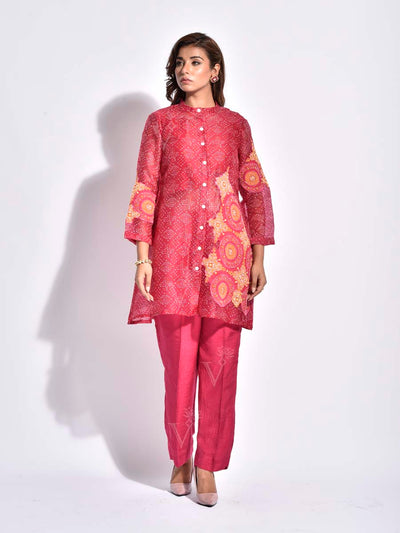DD28, MTO, Pink , Embroidered , Organza , Co Ord Set