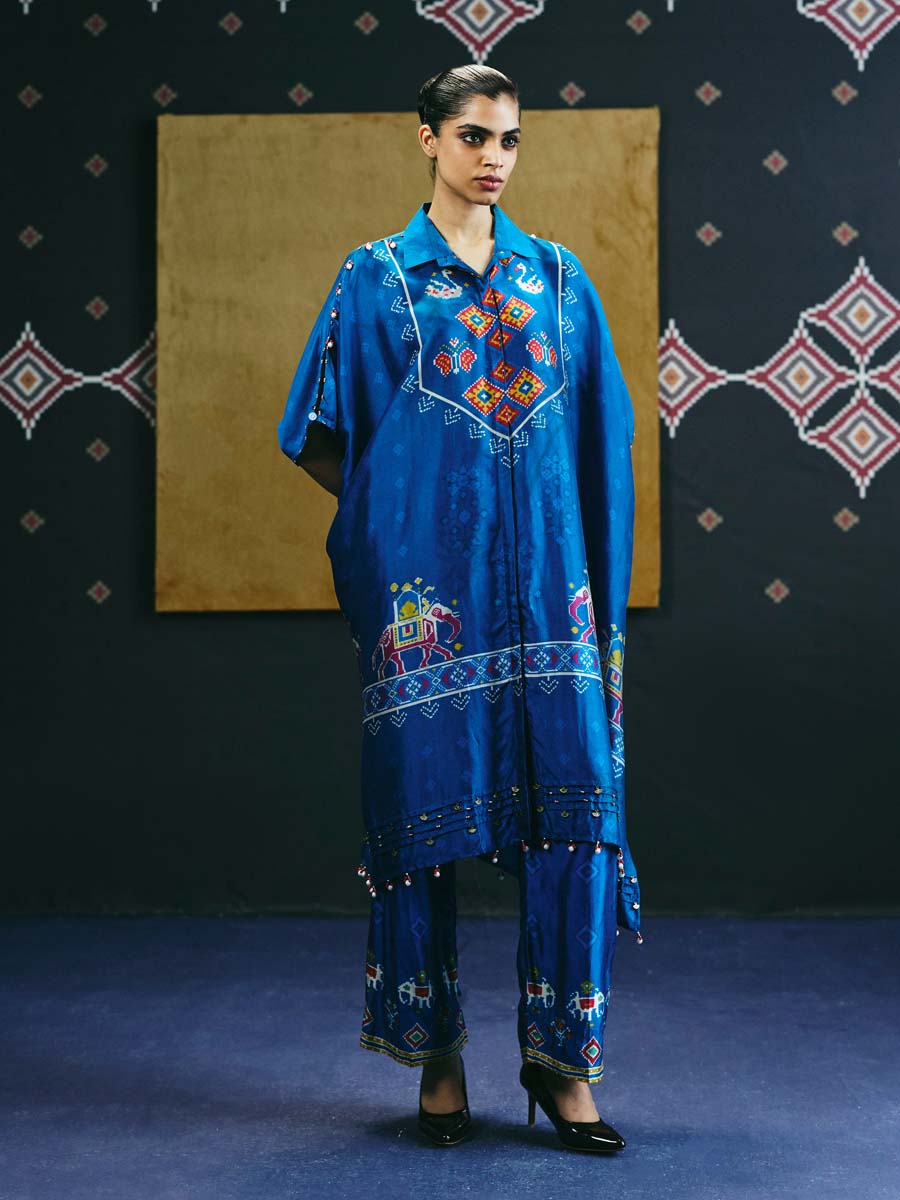 Buy Blue Vasansi Silk Co-ord Set Online – Vasansi Jaipur