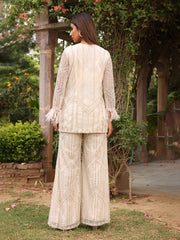 Summer White Net Jacket and Pant Set