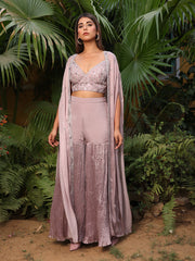 _label_New, DD35, MTO, RK, Lilac ,Crepe ,Jacket and Sharara Set, jacket set , cape set , sharara set