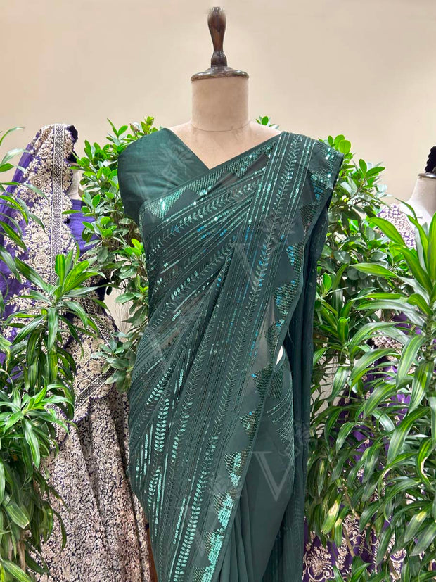 Green Georgette Saree
