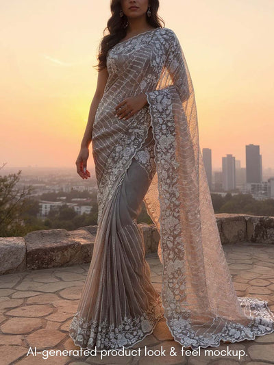 Lilac Organza Saree