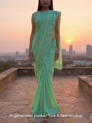 Mint Green Embroidered Georgette Saree