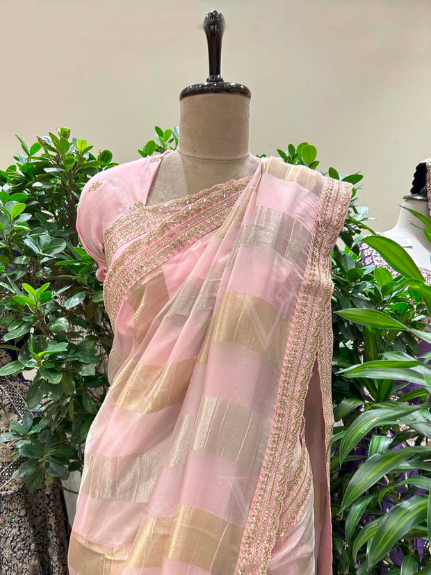 Pink Organza Saree