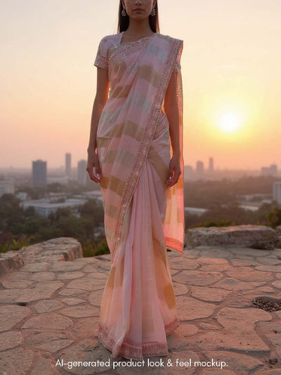 Pink Organza Saree