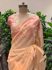 Peach Organza Saree