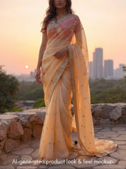 Peach Organza Saree