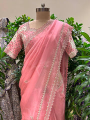 Pink Organza Saree