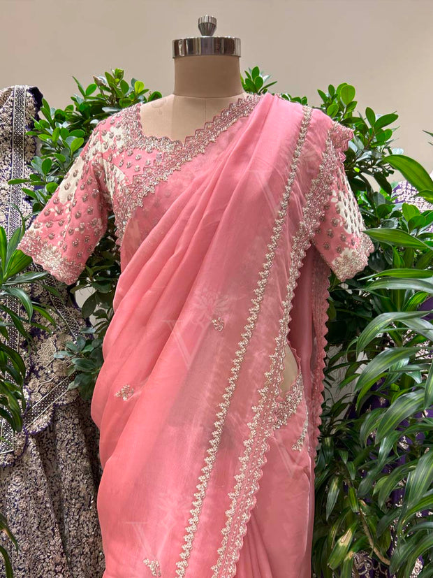 Pink Organza Saree