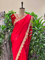 Red Organza Saree