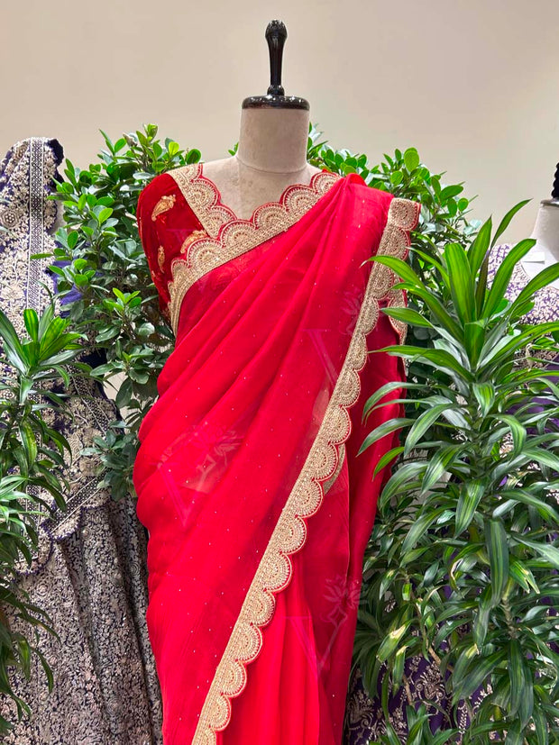 Red Organza Saree