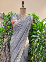 Grey Tissue Saree