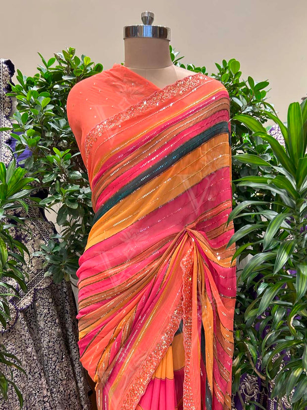 Multicolor Georgette Saree