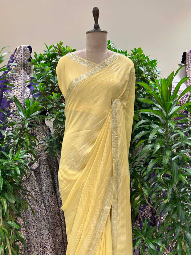 Yellow Georgette Saree