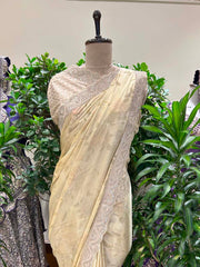 Beige Georgette Tissue Saree