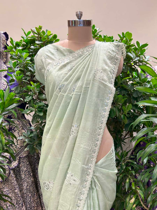 Mint Green Silk Saree