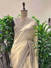 Beige  Banarasi Silk Saree