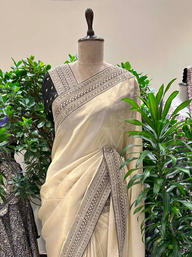 Beige  Banarasi Silk Saree