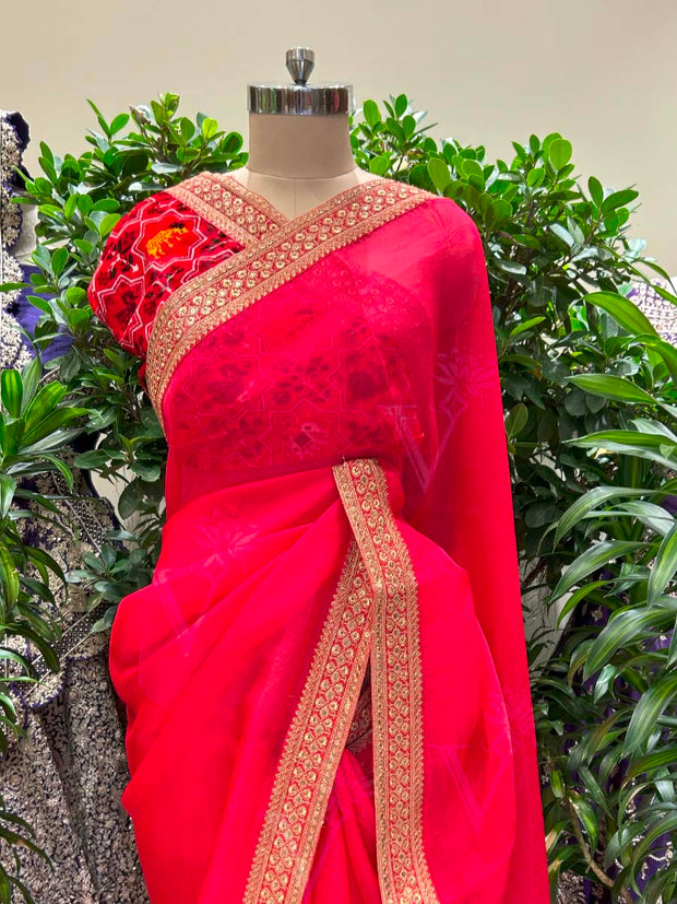 Pink Organza Saree