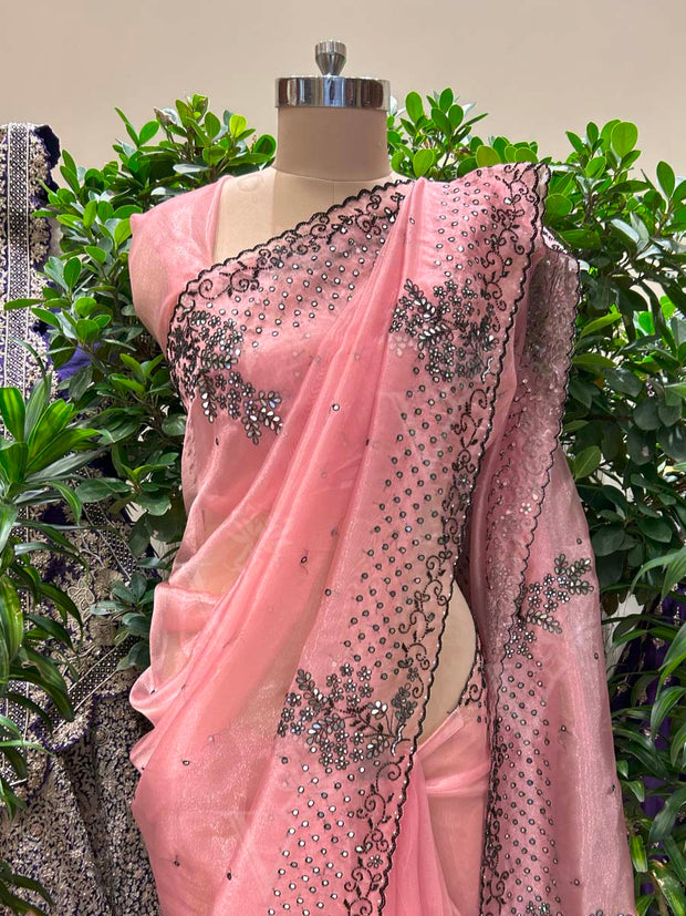 Pink Organza Saree