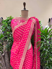 Rani Pink Banarasi Georgette Saree