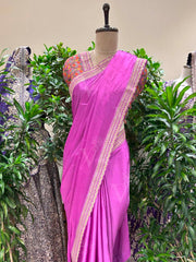 Purple Wrinkle Crepe Saree