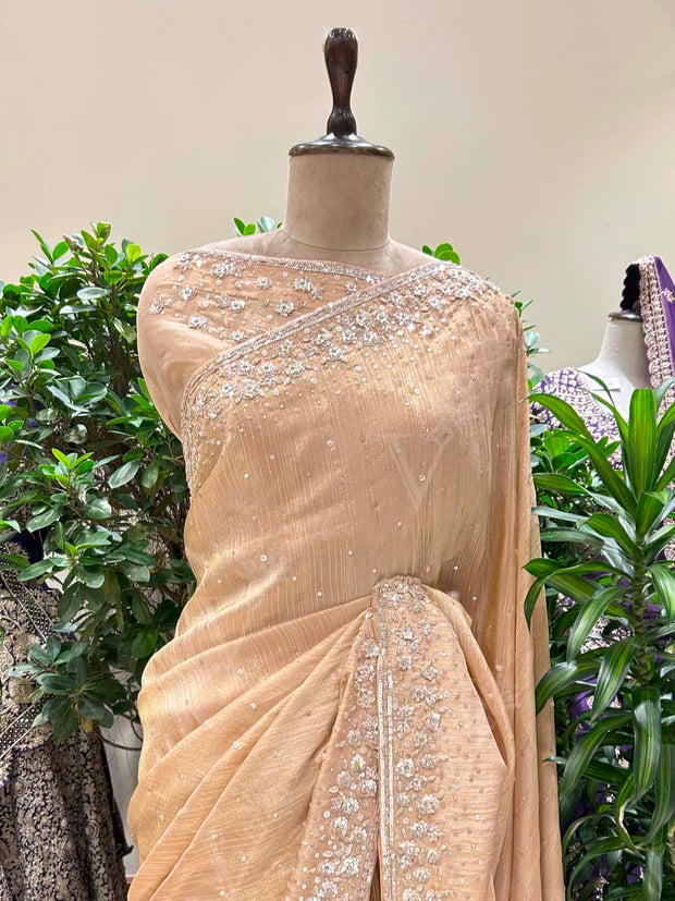 Light Peach Silk Saree