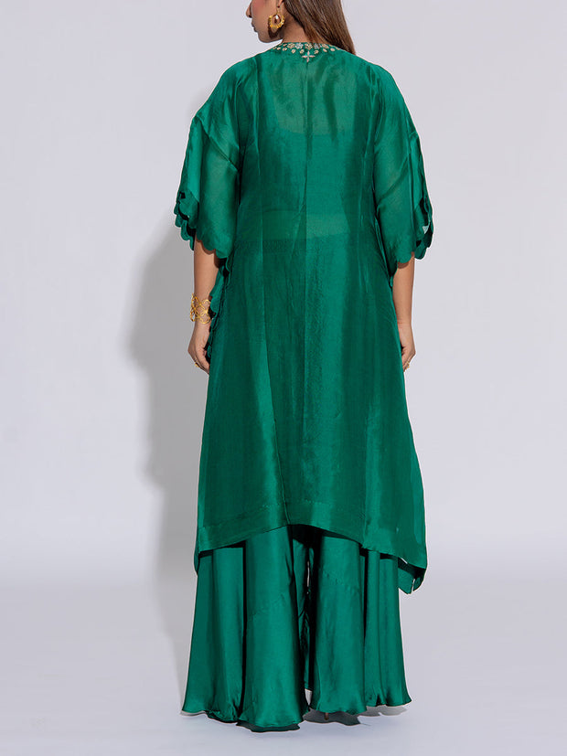 Green Organza Kurta and  Sharara Set