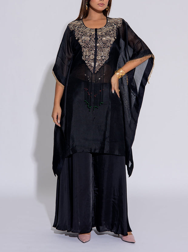 Black Organza Kurta and  Sharara Set