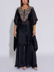 Black Organza Kurta and  Sharara Set