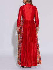 Orange Embroidered Silk Anarkali Kurta and Pant  Set