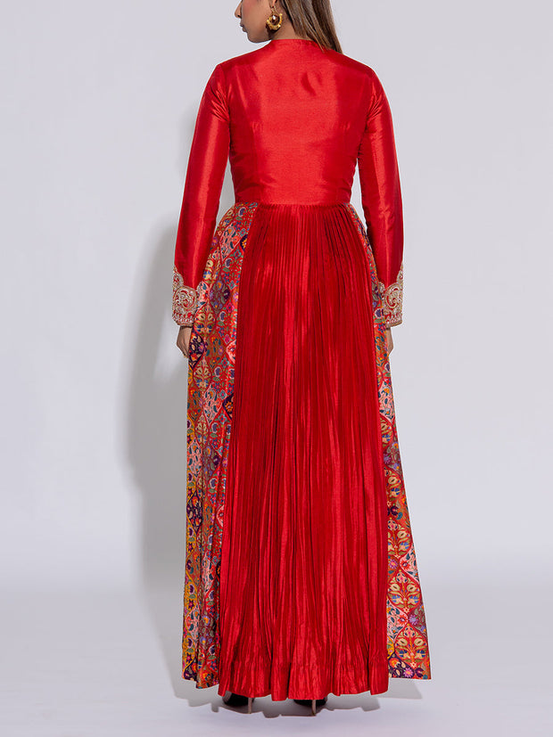 Orange Embroidered Silk Anarkali Kurta and Pant  Set