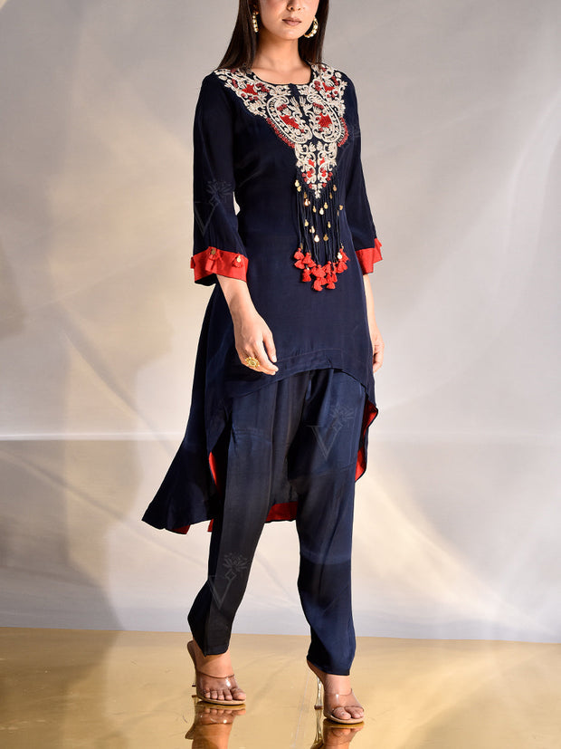 Midnight Blue Crepe Suit Set